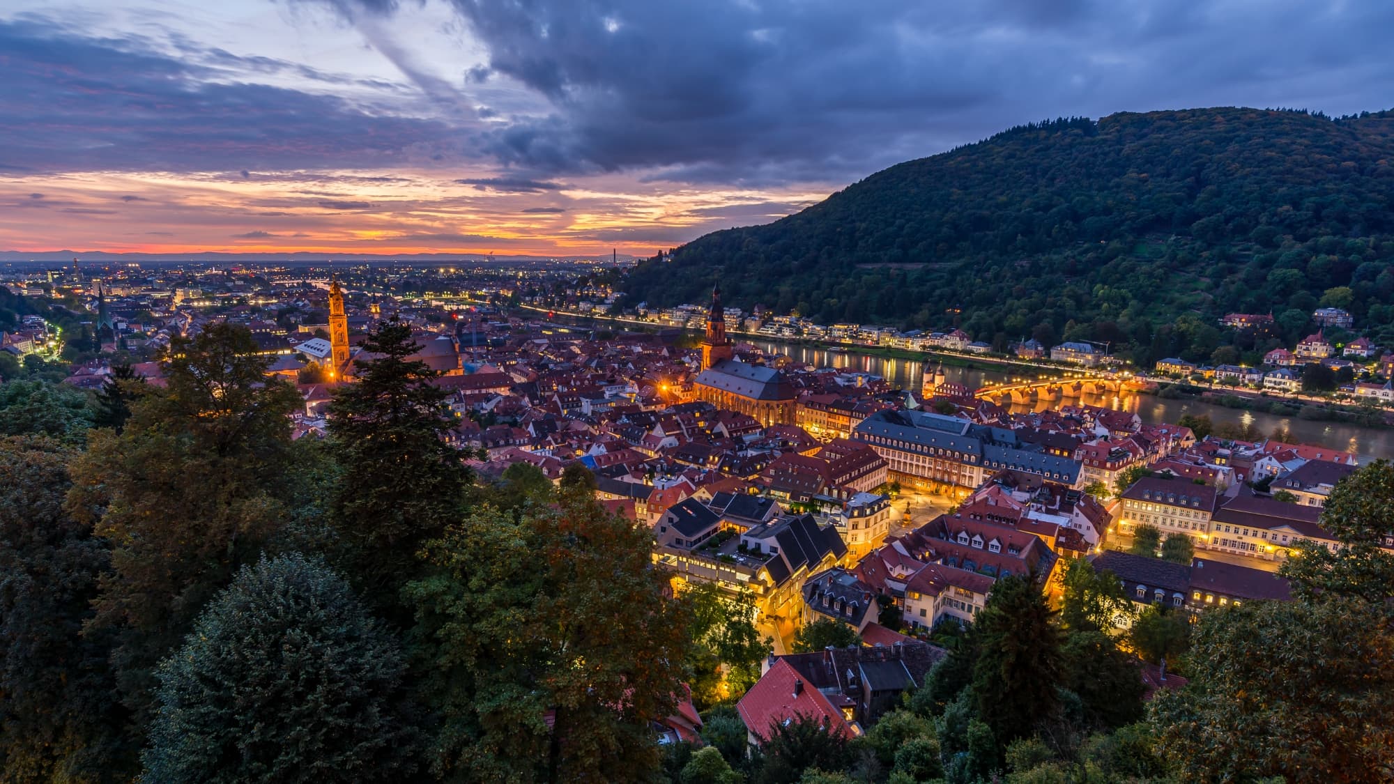 Heidelberg bei Sonnenuntergang